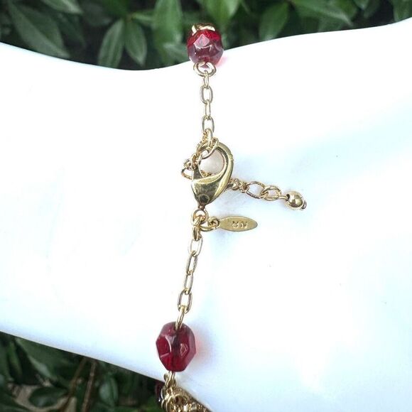Avon Red Crystal Gold tone cross charm Bracelet - Picture 3 of 6